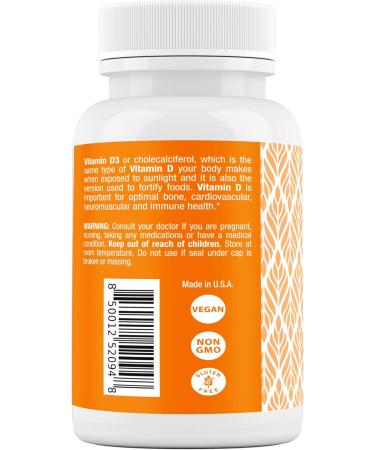 Safrel Vitamin D3 50,000 IU Supplement 1250 mcg Vegetable Capsules for Bones, Teeth, and Immune Support - 60 Count (1 Year Supply) - Buy Online on GoSupps.com