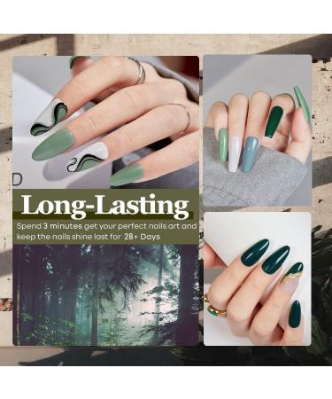 Modelones Blue Green Gel Nail Polish - 6 Colors Misty Gray Dark Green Glitter Gel Polish Kit Sage Green Baby Blue Nail Gel Polish Soak Off UV Gel Nail Lamp Gel Nail Kit DIY Home Nails Manicure Gifts - Buy Online on GoSupps.com
