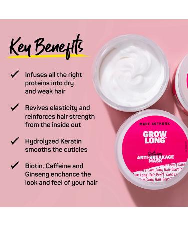 Marc Anthony Deep Conditioning Hair Mask 10oz - Grow Long Biotin, Argan Oil, Caffeine & Keratin - Anti-Frizz Leave-In Treatment for Split Ends & Breakage - Buy Online on GoSupps.com