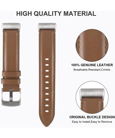 Leather Bands Compatible for Fitbit Charge 4/ Charge 3/ Charge 3 SE Fitness Tracker  Genuine Leather Band Replacement Strap Wristband Accessories for Women Men Brown leather - Buy Online on GoSupps.com