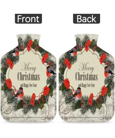 Merry Christmas Hot Water Bottle with Fluffy Cover - 2L Cozy Pain Relief for Back Neck & Shoulders - Buy Online on GoSupps.com