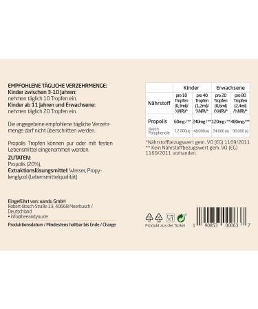 Buy Bee & You Propolis Tincture 20% (30ml) - Rich in Polyphenols & Flavonoids for Muesli & Yoghurt | International Shipping Available - Buy Online on GoSupps.com