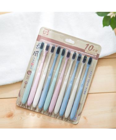 YAOSEN Eco-Friendly Wheat Straw Toothbrush - Bamboo Charcoal Soft Bristles (10-Pack) | Sustainable Oral Care - Buy Online on GoSupps.com