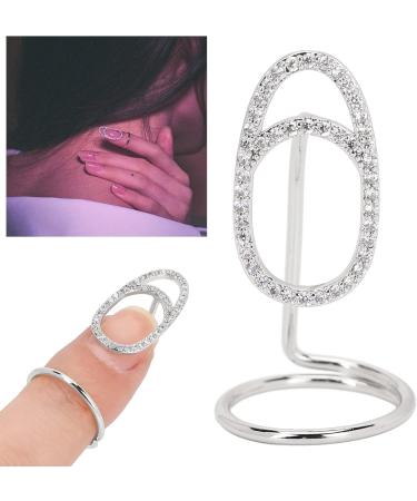 Natudeco Finger Nail Cover Ring Rhinestones Fingernail Opening Ring Nail Art Decoration Finger Tip Rings Nail Gift for Women Ladies(WHITE) - Buy Online on GoSupps.com