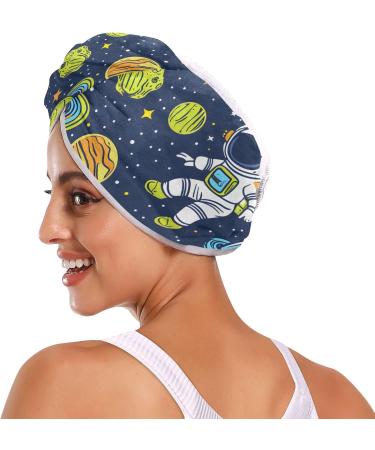 Astronauts & Alien Cartoon Hair Towels 2-Pack | Super Absorbent Quick-Dry Hair Turbans for Women & Girls - Buy Online on GoSupps.com