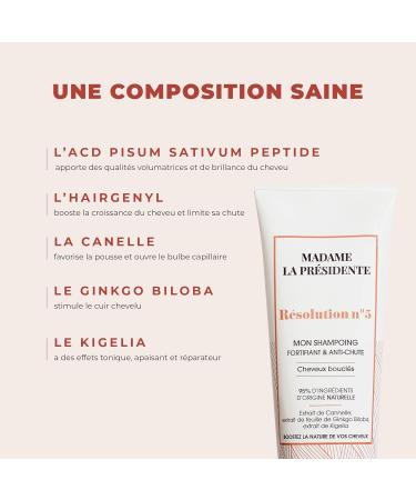Madam President - Resolution No. 5 My Anti-Hair Loss Shampoo - Curly Hair - Stimulates Growth - Slows Hair Loss - Strengthens Hair - Made in France - 250 ml - Buy Online on GoSupps.com