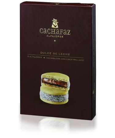 Cachafaz Alfajor Maizena - Cornstarch Sandwich Cookie with Dulce de Leche and Coconut, 6 Units 76g (Pack of 6) - Buy Online on GoSupps.com