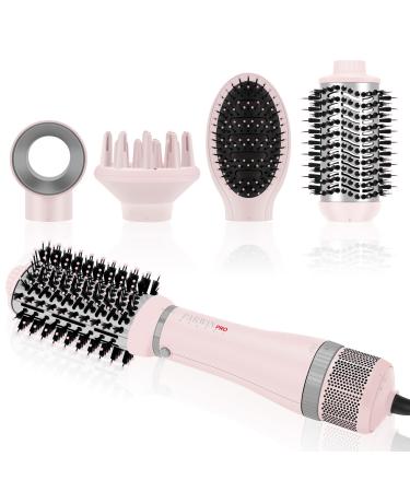 4 in 1 Hair Dryer Brush Set PARWIN PRO BEAUTY Hot Air Styler with 4 Attachments as Hairdryer Hot Air Brush Hair Diffuser Hot Brush for Hair Styling Ionic Care Frizz-Free 1000 Watts Pink Pink - Standard