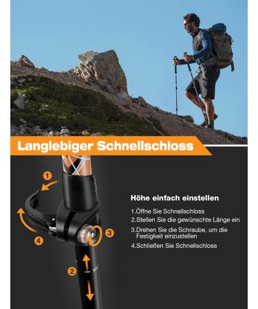 Glymnis Carbon Nordic Walking Sticks | Adjustable 65-135cm Trekking Poles | Lightweight Hiking Sticks with Cork Handle & Rubber Buffers - Black - Buy Online on GoSupps.com