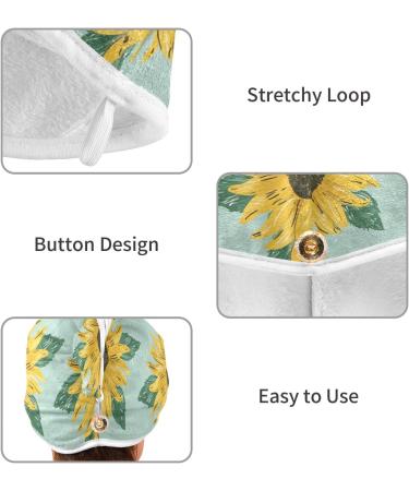Summer Sunflower Hair Towel 2 Pack | Super Absorbent Quick Dry Hair Turbans for Women & Girls - Buy Online on GoSupps.com