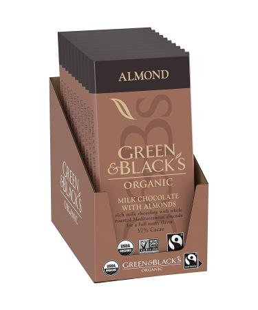 Green & Black's Organic Milk Chocolate with Almonds Bar 34% Cacao - 10 Pack - Buy Online on GoSupps.com