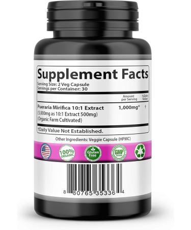 Pure Pueraria Mirifica Supplement 500mg - Organic Women s Health Herbal Capsules from Thailand | 60 Veggie Capsules - Buy Online on GoSupps.com