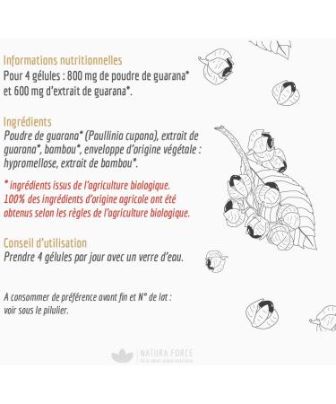 Pure and Organic Guarana in Vegetable Capsules - Stimulating and Energizing - More than 10% Guaranine - Analyzed and Packaged in France - 150 Capsules - Buy Online on GoSupps.com