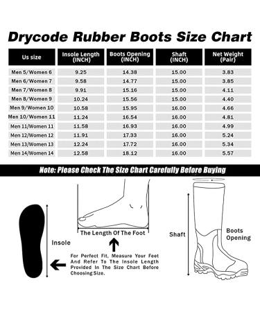 Drycode Rubber Boots | Waterproof 6mm Neoprene | Durable Outdoor Rain Boots | Graphite Black | Size 5-14 - Buy Online on GoSupps.com