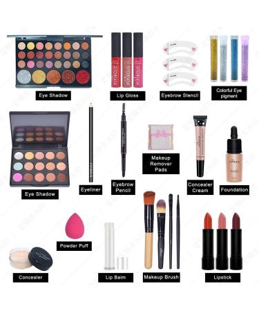 Buy Makeup Sets for Women | 27-Piece Brush Sets with Eyeshadow Primer Lipstick & More - International Shipping Available - Buy Online on GoSupps.com