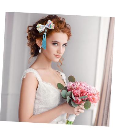 FRCOLOR 2 Pairs hairpin bow hair accessories tassel hair accessories hair catch barrette traditional tassel barrettes pearl bow clips for women child polyester ponytail Princess - Buy Online on GoSupps.com
