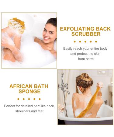 2 Piece African Net Bath Sponge Set - Exfoliating Long Body Scrubber & Back Washcloth (Yellow) - Perfect for Daily Use & Stocking Stuffers - Buy Online on GoSupps.com