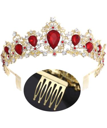 Lurrose Red Crystal Rhinestone Wedding Crown | Pageant Princess Tiaras & Hair Accessories - Buy Online on GoSupps.com