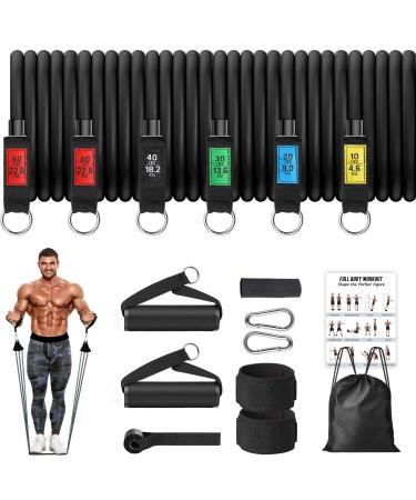 Resistance Bands Set, Ezona 200lbs Heavy Exercise Bands with Handles for Men Women, Workout Bands Fitness Training Tubes with Door Anchor, Ankle Straps for Home Gym, Yoga, Physical Therapy Black