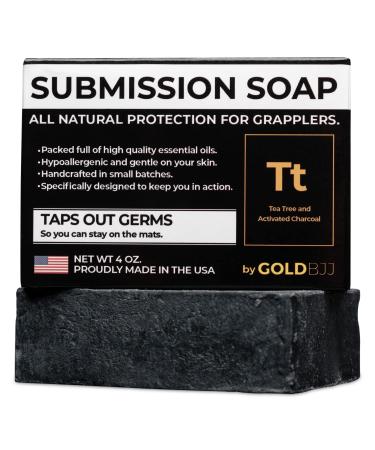 Premium Tea Tree Oil Soap - USA Made Bar Soap for BJJ  Jiu Jitsu  Wrestling  and Grappling (Single 4 Ounce Soap Bar  Activated Charcoal) Activated Charcoal Tea Tree 4 Ounce (Pack of 1)