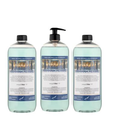 Claudius Herbal Hammam Hand Soap 1L - Transparent - Pack of 3 - With Pump