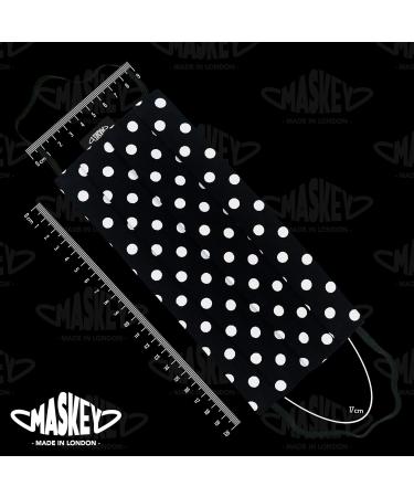 MASKEY White Dots on Black Washable Face Mask | 3-Layer Cotton | Stylish & Reusable | Made in London UK - Buy Online on GoSupps.com
