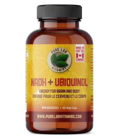 Pure Lab Vitamins | NADH Nicotinamide Adenine Dinucleotide + Coq10 Ubiquinol | 60 Capsules | Vitamin B3 Supplement | B3 Vitamin Nicotinamide Supplement | Brain Energy Mental Clarity Supplemet 60 count (Pack of 1)
