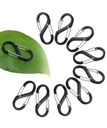S Carabiner Mini Aluminum Spring Clips Small Snap Hooks Keychain for Fishing/Camping/Outdoor Sports Black