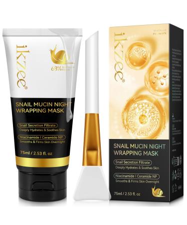 Onznoz Snail slime sleeping mask natural snail slime extract sleeping mask for the night antiwrinkle provides deep moisture soothes the skin smooth 75 ml