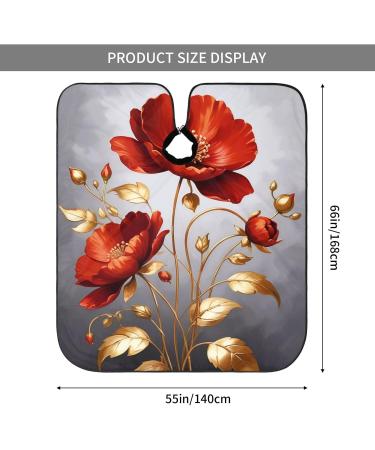 Buy Red Gold Flower Printed Hair Cutting Cape | Professional 55x66in Polyester Haircut Cape | No-Stick Hair Cutting Accessories for Adults - Buy Online on GoSupps.com