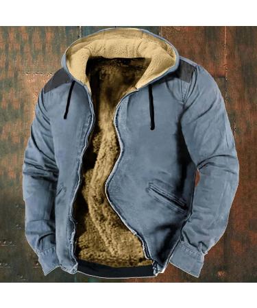 Hanxiulin Oversized Plush Jacket for Men | Warm Lined Fleece Winter Coat with Hood | Casual Fashion Long Sleeve Transition Jacket - Buy Online on GoSupps.com