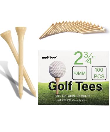 oodiboo Golf Tees Bamboo Golf Tees Strict Selection, Very Few Defective Products 100PCS (2-3/4 inch&1-5/8inch) 70/42mm 1-5/8 inch(42mm)
