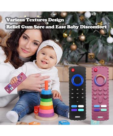 2 Pack Silicone Teething Toys for 6-18 Month Old Babies | Remote Control Shape Teethers for Boys & Girls | BPA Free Chew Toys (Purple+Cyan) - Buy Online on GoSupps.com