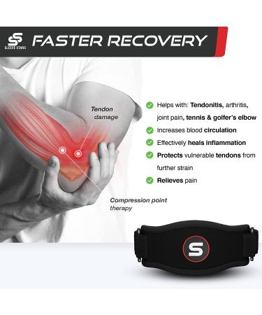 Sleeve Stars Tennis Elbow Brace for Women & Men  Tennis Elbow Strap Tendonitis Arm Band  Counterforce Brace & Elbow Band for Tendon Relief & Support w/ 3 Forearm Straps  Fits 9-23" (Single/Black) 1 Black - Buy Online on GoSupps.com