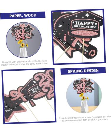 COOLHIYA 5 Packs Graduation Card Labels Tag Flower Vase Party Supplies Flower Container Diy Cards Graduation Party Layout Decor Flower Arrangement Ornaments Cake Props Paper Golden 16.00X13.70X0.10CM - Buy Online on GoSupps.com