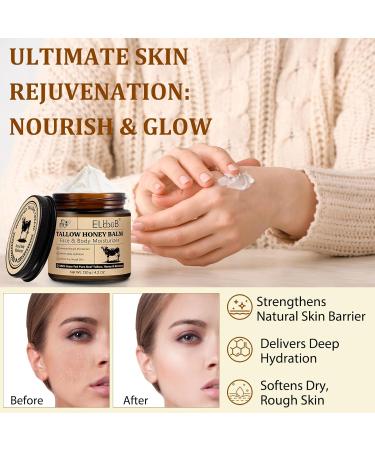  WANFAER Beef Tallow Face Cream 120g Beef Tallow for Skin Care Tallow Balm and Organic Honey 100% Natural for Face and Body Suet Face Cream Deep Hydration Soothes - Buy Online on GoSupps.com