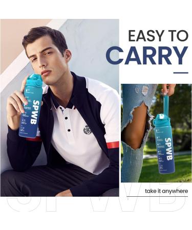 SPWB 1L Leak-Proof Sports Bottle | BPA-Free Tritan Water Bottle with Filter & Time Marking | Ideal for Cycling Fitness Hiking Camping & School - Blue Waves - Buy Online on GoSupps.com