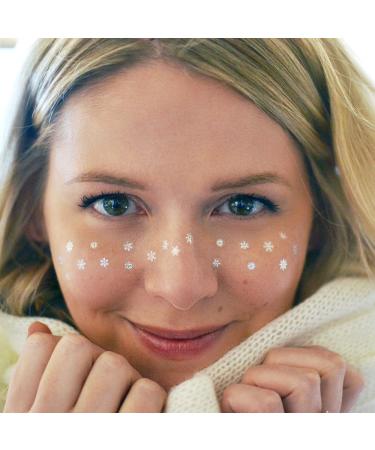 Snowflake Freckles Set - 10 Premium Waterproof Metallic Silver Winter Flash Tattoos for Holiday Parties - Buy Online on GoSupps.com