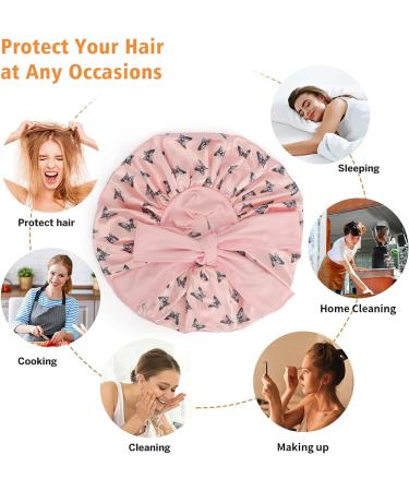 Arqumi Satin Sleeping Bonnet - Large Adjustable Pink Satin Sleep Cap with Butterfly Pattern - Buy Online on GoSupps.com
