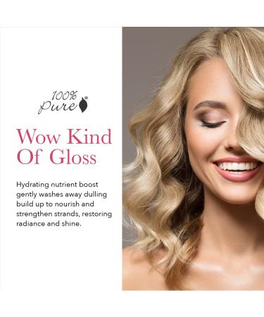 100% PURE Glossy Locks Shampoo - Hydrating & Detoxifying Hair Wash with Avocado Butter & Seaweed Collagen - Vegan Care for Dull & Damaged Hair - 13.5 Fl Oz - Buy Online on GoSupps.com
