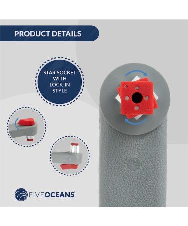 Five Oceans Marine Locking Winch Handle 8-10 & Holder 8 - Grey/Red - Buy Online on GoSupps.com