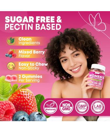180 Count Women's Multivitamin Gummy Methylated Multivitamin for Women Gummies Sugar Free Daily Vitamin with Iron Omega 3 Biotin for Beauty Immune Hair & Skin - Vegan Mixed Berry Flavor - Buy Online on GoSupps.com