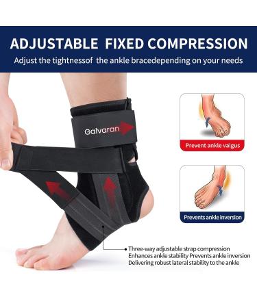 Galvaran Ankle Brace for Sprains & Injury Recovery - Adjustable 3-Way Strap Support for Men & Women - Medium Left for Running - Buy Online on GoSupps.com