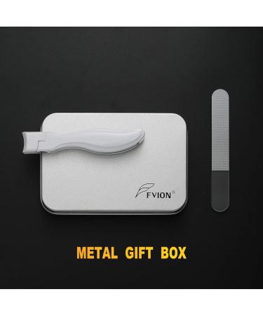 FVION Wide Jaw Nail Clipper Set with Crystal File - Perfect for Thick Toenails and Fingernails - Large Toe Nail Clipper with Catcher - Ideal for Men and Women (White) - Buy Online on GoSupps.com