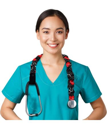 ABAMERICA Stethoscope Cover Scrunchie Cloth 2 Pack - Black & Red - Compatible with Littmann Stethoscope - Removable Tube Sleeve - Buy Online on GoSupps.com