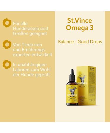 St. Vince & Vince Omega 3 Dog Dietary Supplements - 100ml | Daily Vitamins & Minerals for Dog Vitality | Antioxidative Salmon Oil & Hemp Oil | Made in Germany - Buy Online on GoSupps.com
