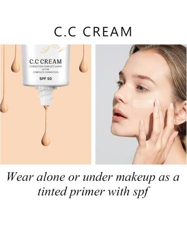 CC Cream Full Coverage Foundation Makeup Primer & Sunscreen SPF 50+ Anti-Aging Moisturizer Natural Color - Buy Online on GoSupps.com