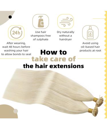 Ugeat 40cm Platinum Blonde Flat Tip Keratin Hair Extensions - Real Hair 1g/Strand 50g Keratin Sticks 16 Inch Quality Extensions - Buy Online on GoSupps.com