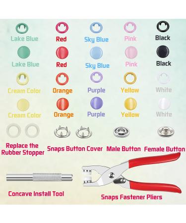 EuTengHao Metal Snap Button Tool Kit - 200 Sets of 9.5mm Prong Snaps in 10 Colors - For Clothing Crafting, Sewing, Bags, Bibs, Jeans - Includes Setting Tool - Buy Online on GoSupps.com