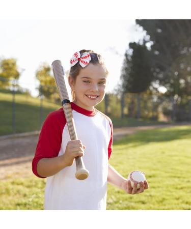 4PC Baseball Hair Bow Clips for Baby Girls Women 4 Inch White Softball Cheer Hair Accessories - Buy Online on GoSupps.com